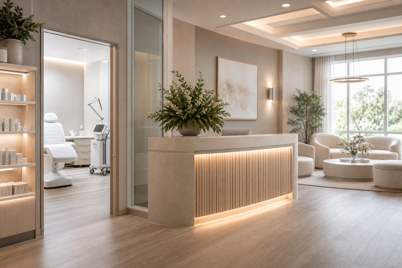 Medical spa reception area modern design